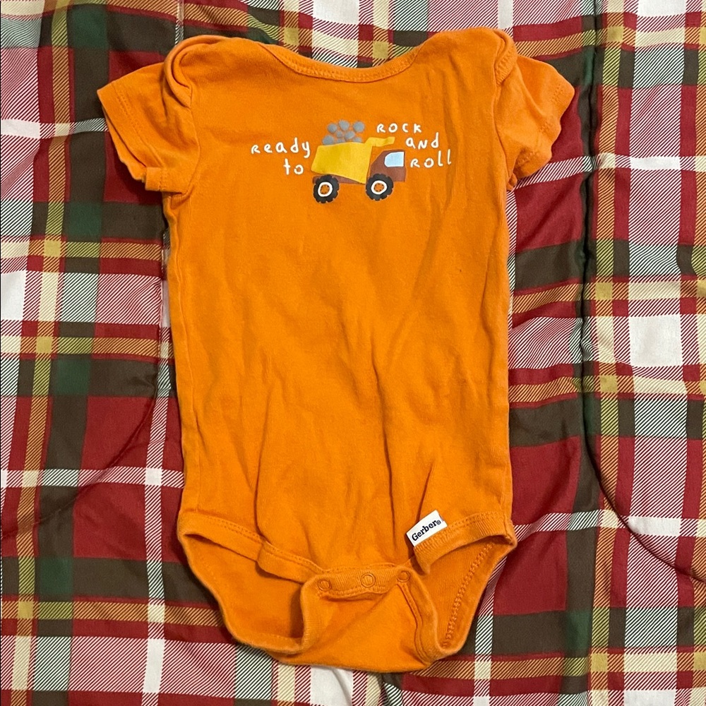 Carter's Orange Onesie with Truck Graphic